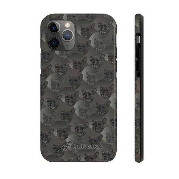 D23 Coal Grey French Bulldog iPhone Tough Case 11, 11Pro, 11Pro Max, X, XS, XR, XS MAX, 8, 7, 6 Impact Resistant