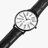 PEACE wrist watch in 24 languages with countries - white/black letters