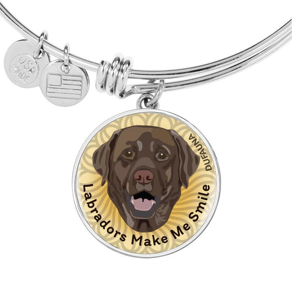 Beige/chocolate Coat Labradors Make Me Smile Bangle Bracelet D19 - Dufauna - Topfauna
