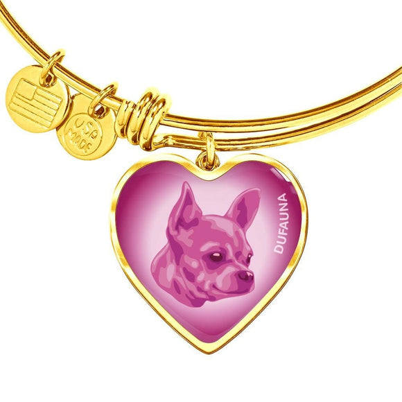 Berry Pink Chihuahua Profile Heart Bangle Bracelet D12 - Dufauna - Topfauna