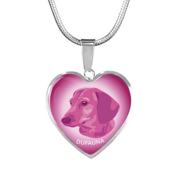 Berry Pink Dachshund Profile Heart Necklace D12 - Dufauna - Topfauna