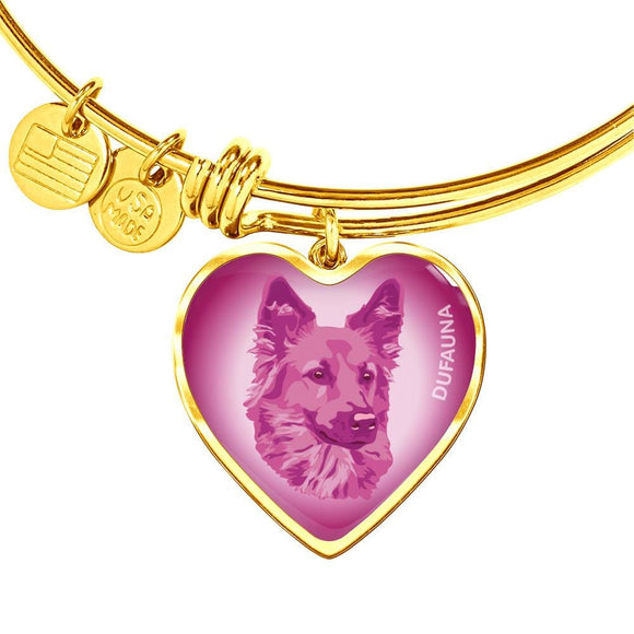 Berry Pink Dog Profile Heart Bangle Bracelet D12 - Dufauna - Topfauna