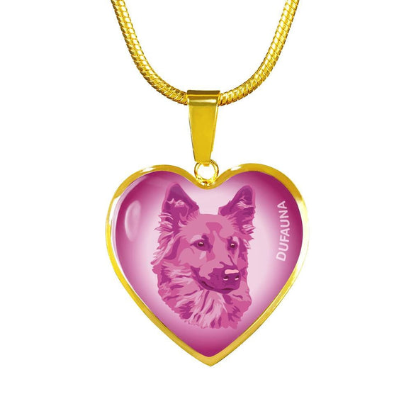 Berry Pink Dog Profile Heart Necklace D12 - Dufauna - Topfauna