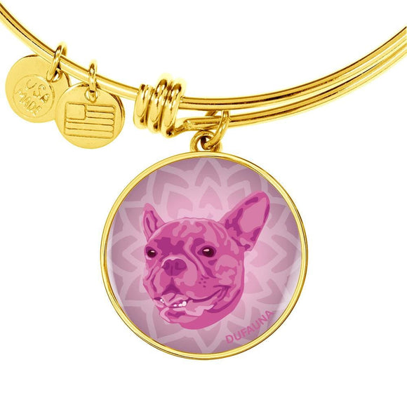 Berry Pink French Bulldog Bangle Bracelet (Engraving Option) - Dufauna - Topfauna