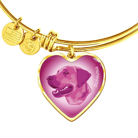 Berry Pink Labrador Profile Heart Bangle Bracelet D12 - Dufauna - Topfauna