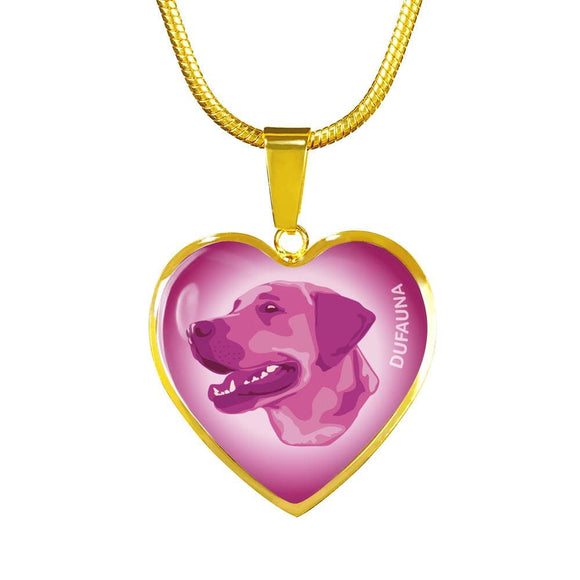 Berry Pink Labrador Profile Heart Necklace D12 - Dufauna - Topfauna