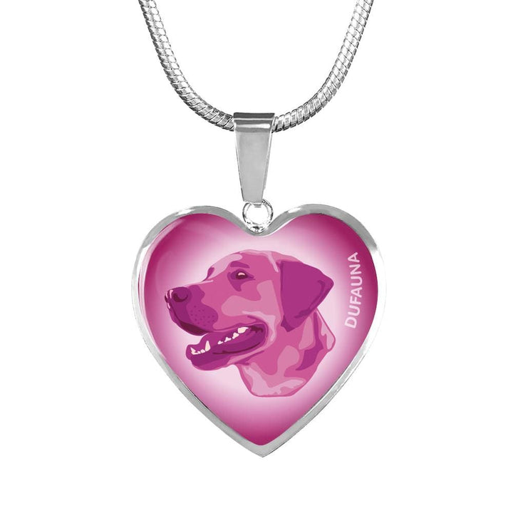 Berry Pink Labrador Profile Heart Necklace D12 - Dufauna - Topfauna