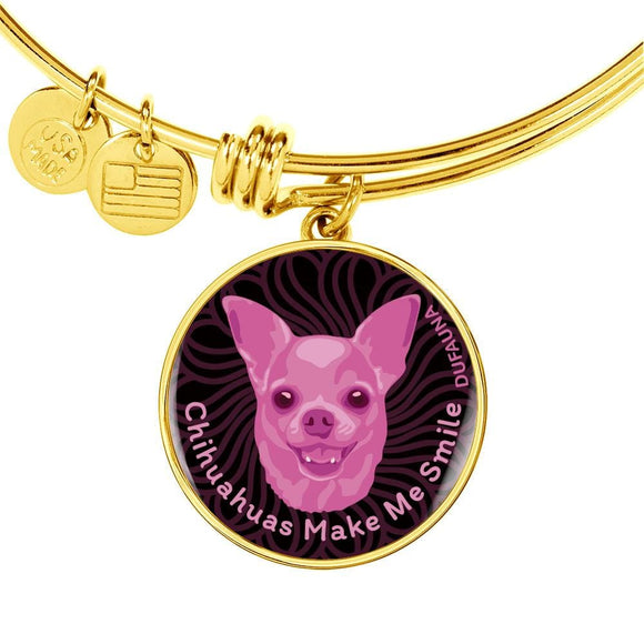 Berry Pink/black Chihuahuas Make Me Smile Bangle Bracelet D19 - Dufauna - Topfauna