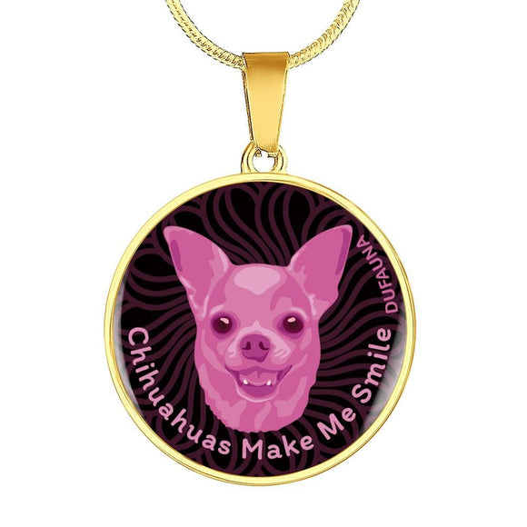 Berry Pink/black Chihuahuas Make Me Smile Necklace D19 - Dufauna - Topfauna