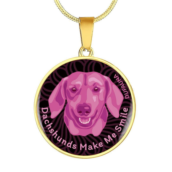 Berry Pink/black Dachshunds Make Me Smile Necklace D19 - Dufauna - Topfauna