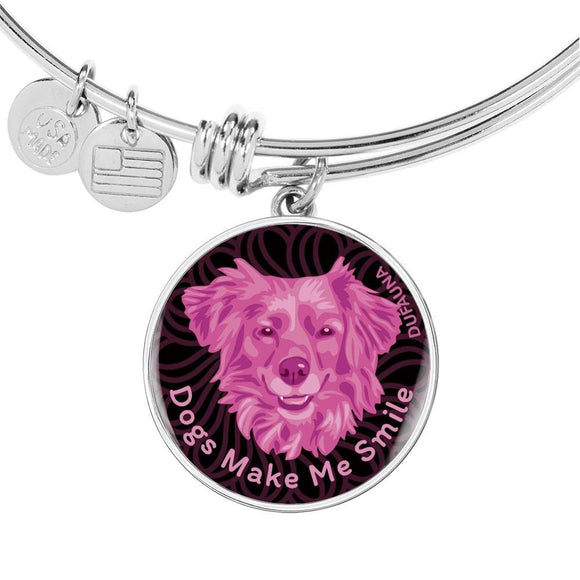 Berry Pink/black Dogs Make Me Smile Bangle Bracelet D19 - Dufauna - Topfauna