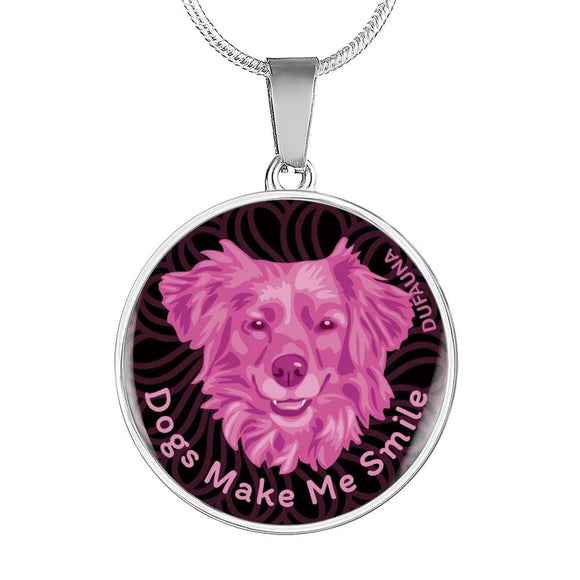Berry Pink/black Dogs Make Me Smile Necklace D19 - Dufauna - Topfauna