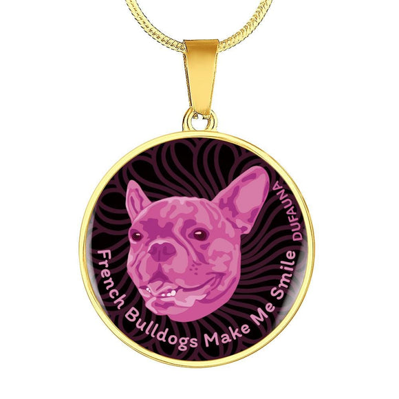 Berry Pink/black French Bulldogs Make Me Smile Necklace D19 - Dufauna - Topfauna