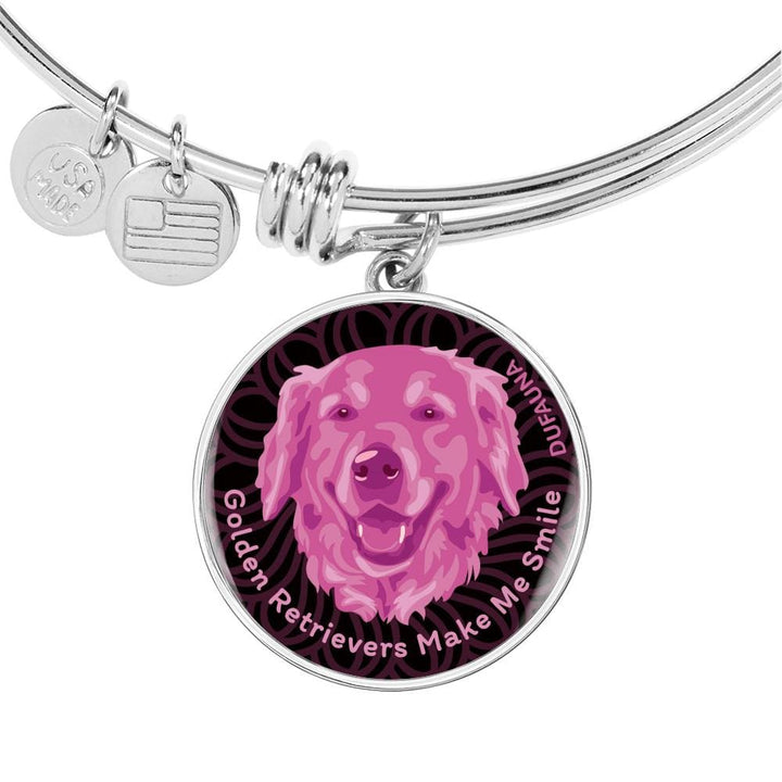 Berry Pink/black Golden Retrievers Make Me Smile Bangle Bracelet D19 - Dufauna - Topfauna