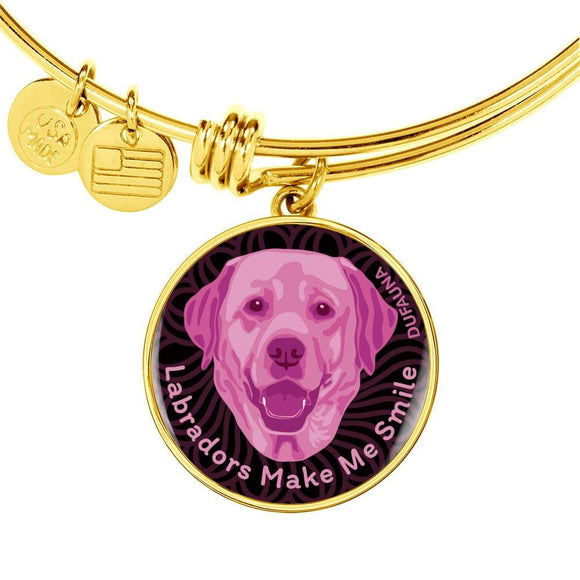 Berry Pink/black Labradors Make Me Smile Bangle Bracelet D19 - Dufauna - Topfauna