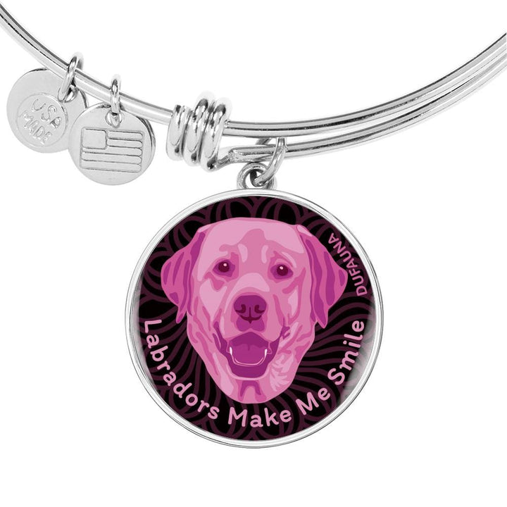 Berry Pink/black Labradors Make Me Smile Bangle Bracelet D19 - Dufauna - Topfauna