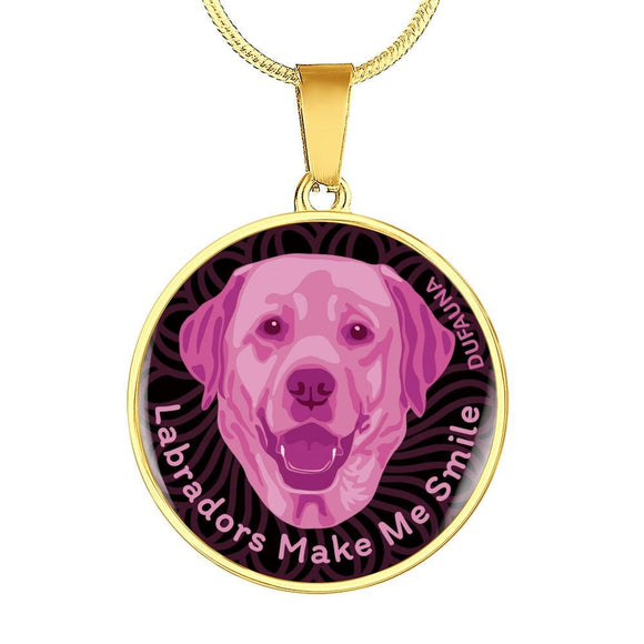 Berry Pink/black Labradors Make Me Smile Necklace D19 - Dufauna - Topfauna