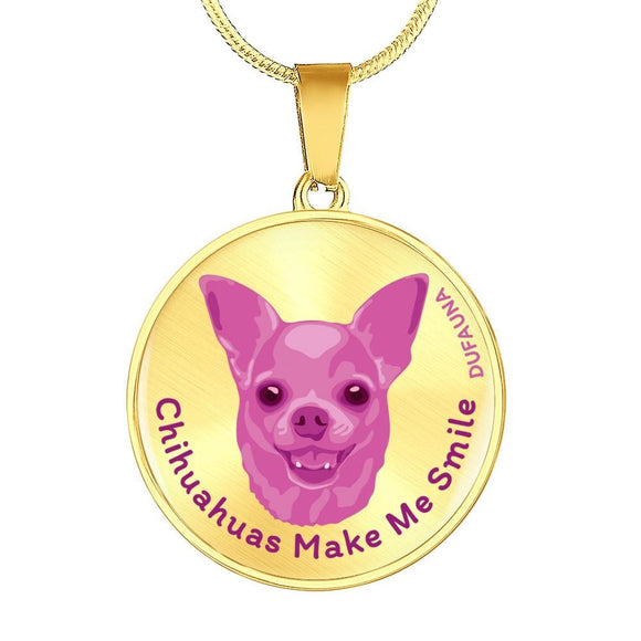 Berry Pink/metal Chihuahuas Make Me Smile Necklace D19 - Dufauna - Topfauna