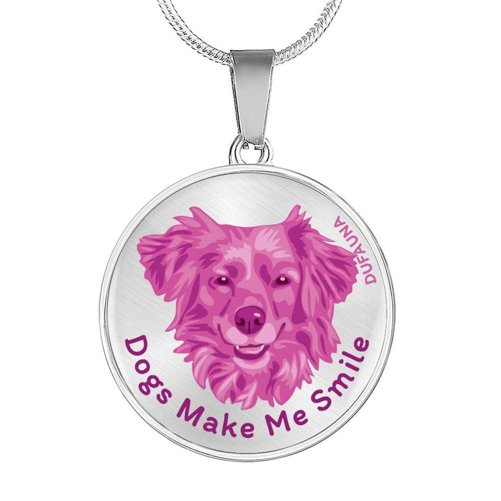 Berry Pink/metal Dogs Make Me Smile Necklace D19 - Dufauna - Topfauna