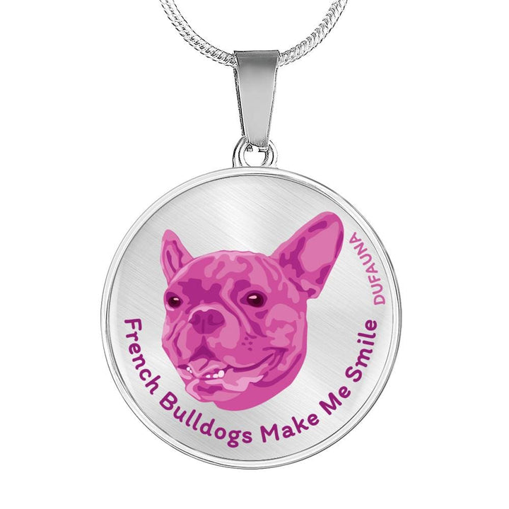 Berry Pink/metal French Bulldogs Make Me Smile Necklace D19 - Dufauna - Topfauna