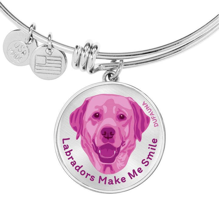 Berry Pink/metal Labradors Make Me Smile Bangle Bracelet D19 - Dufauna - Topfauna
