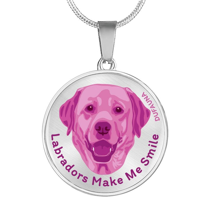 Berry Pink/metal Labradors Make Me Smile Necklace D19 - Dufauna - Topfauna