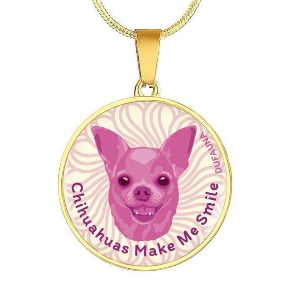 Berry Pink/white Chihuahuas Make Me Smile Necklace D19 - Dufauna - Topfauna