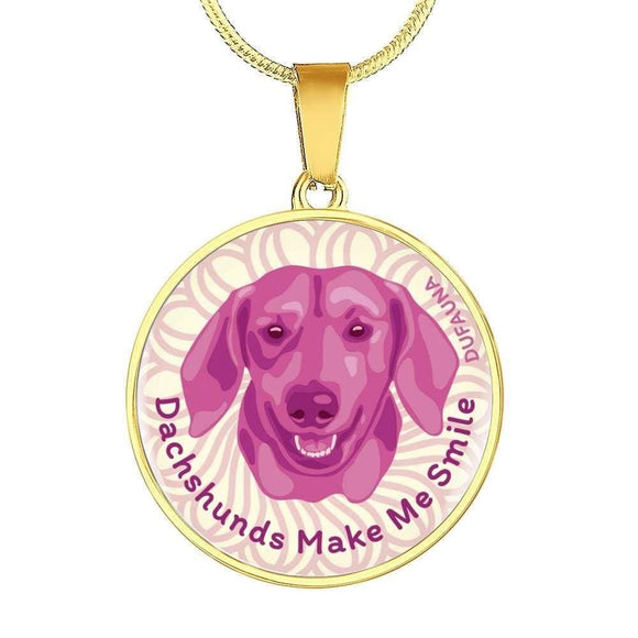 Berry Pink/white Dachshunds Make Me Smile Necklace D19 - Dufauna - Topfauna