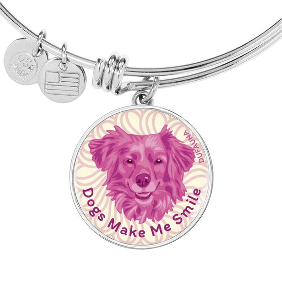 Berry Pink/white Dogs Make Me Smile Bangle Bracelet D19 - Dufauna - Topfauna