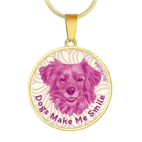 Berry Pink/white Dogs Make Me Smile Necklace D19 - Dufauna - Topfauna