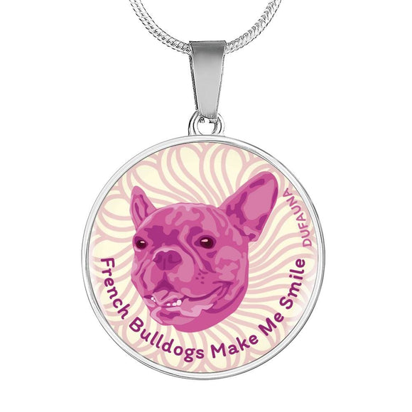 Berry Pink/white French Bulldogs Make Me Smile Necklace D19 - Dufauna - Topfauna