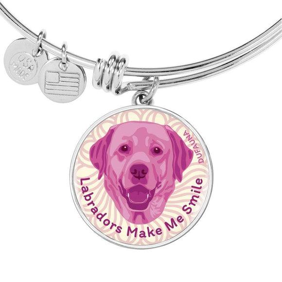 Berry Pink/white Labradors Make Me Smile Bangle Bracelet D19 - Dufauna - Topfauna