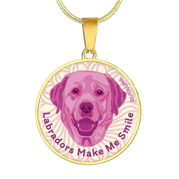Berry Pink/white Labradors Make Me Smile Necklace D19 - Dufauna - Topfauna