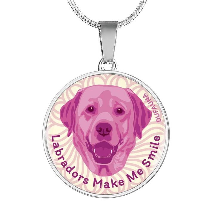Berry Pink/white Labradors Make Me Smile Necklace D19 - Dufauna - Topfauna