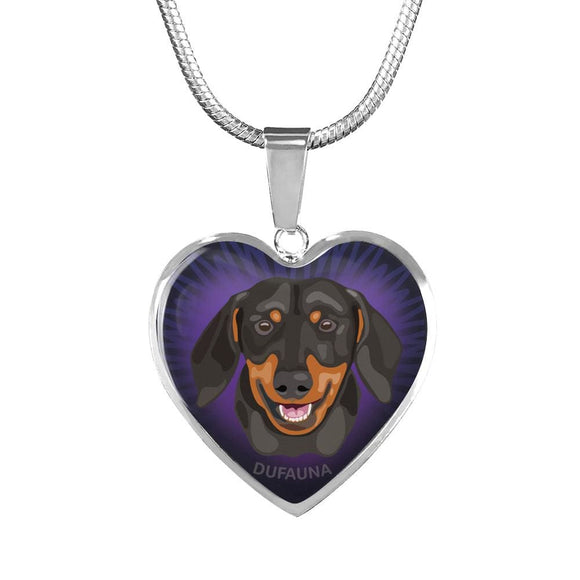 Black And Tan Coat Dachshund Dark-Purple Heart Necklace D16 - Dufauna - Topfauna