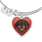 Black And Tan Coat Dachshund Red Heart Bangle Bracelet D13 - Dufauna - Topfauna