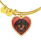 Black And Tan Coat Dachshund Red Heart Bangle Bracelet D13 - Dufauna - Topfauna