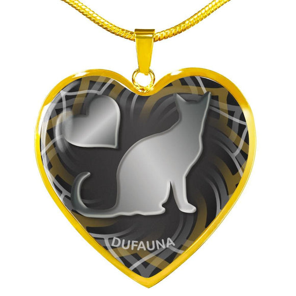 Black Cat Silhouette Heart Necklace D17 - Dufauna - Topfauna