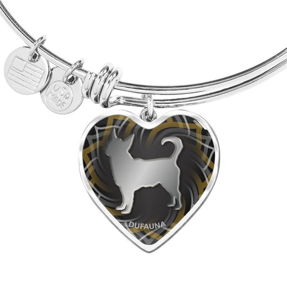 Black Chihuahua Silhouette Heart Bangle Bracelet D17 - Dufauna - Topfauna