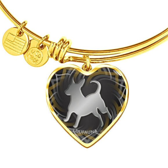 Black Dog Silhouette Heart Bangle Bracelet D17 - Dufauna - Topfauna