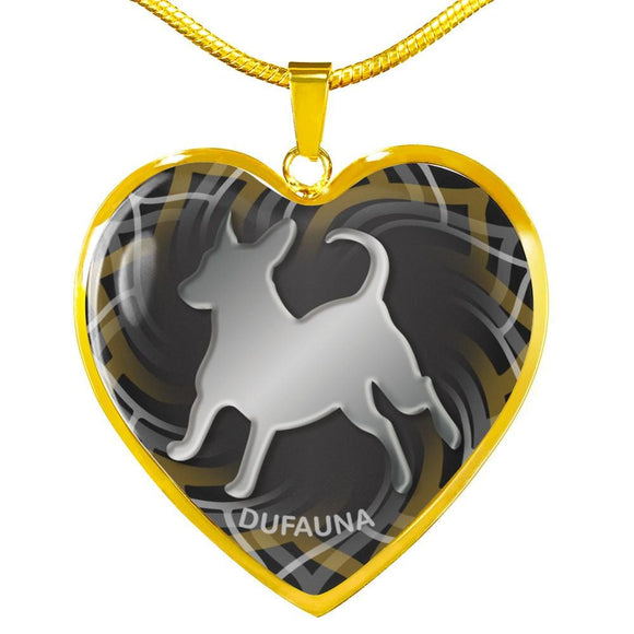 Black Dog Silhouette Heart Necklace D17 - Dufauna - Topfauna