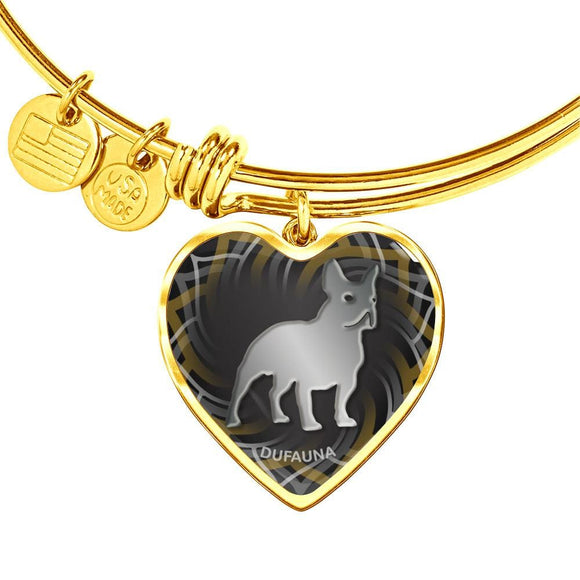 Black French Bulldog Silhouette Heart Bangle Bracelet D17 - Dufauna - Topfauna