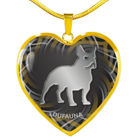 Black French Bulldog Silhouette Heart Necklace D17 - Dufauna - Topfauna