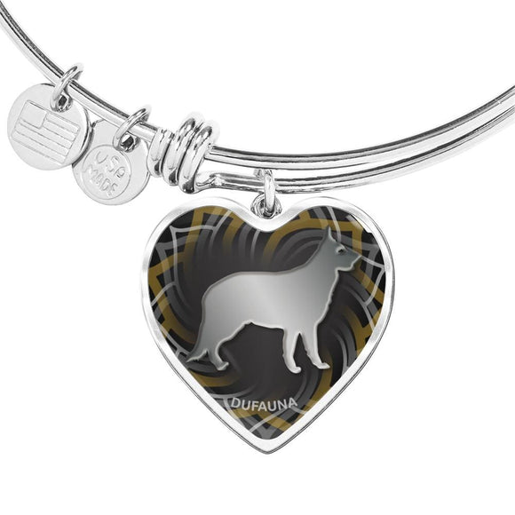 Black German Shepherd Silhouette Heart Bangle Bracelet D17 - Dufauna - Topfauna