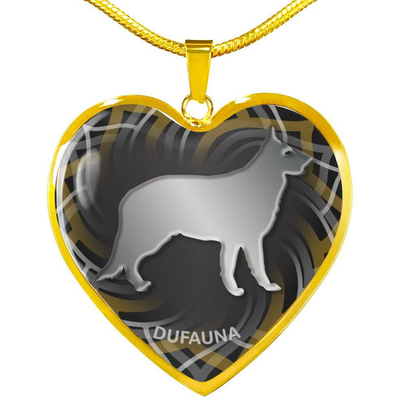 Black German Shepherd Silhouette Heart Necklace D17 - Dufauna - Topfauna