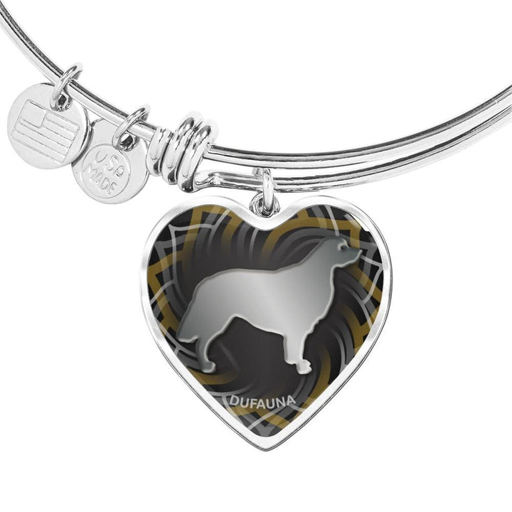 Black Golden Retriever Silhouette Heart Bangle Bracelet D17 - Dufauna - Topfauna