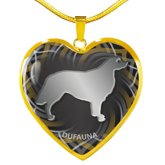 Black Golden Retriever Silhouette Heart Necklace D17 - Dufauna - Topfauna