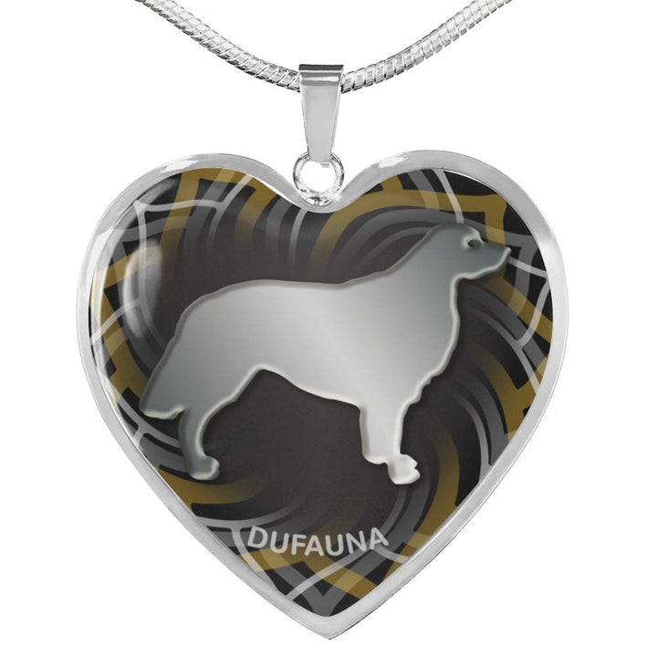 Black Golden Retriever Silhouette Heart Necklace D17 - Dufauna - Topfauna