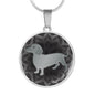 Black-Grey Dachshund Silhouette Necklace D18 - Dufauna - Topfauna
