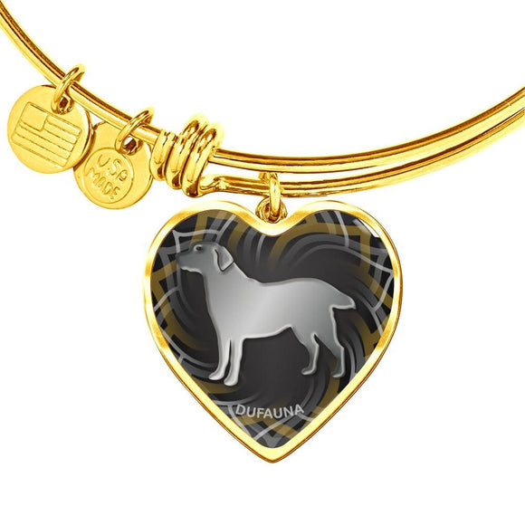 Black Labrador Silhouette Heart Bangle Bracelet D17 - Dufauna - Topfauna